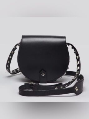 Rebecca Minkoff bohemian whimsical Goth Black Saddle Crossbody Bag